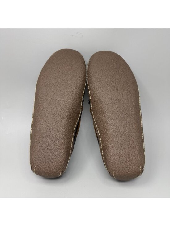 LL Bean Men\'s Brown Leather Flannel-Lined Handsewn Slippers Size 10 M